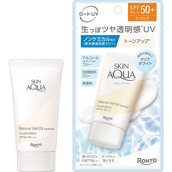 스킨아쿠아 내추럴 베일 UV 에센스 클리어 화이트 50g SPF50＋/PA＋＋＋＋ (노 케미컬 투명 톤업)